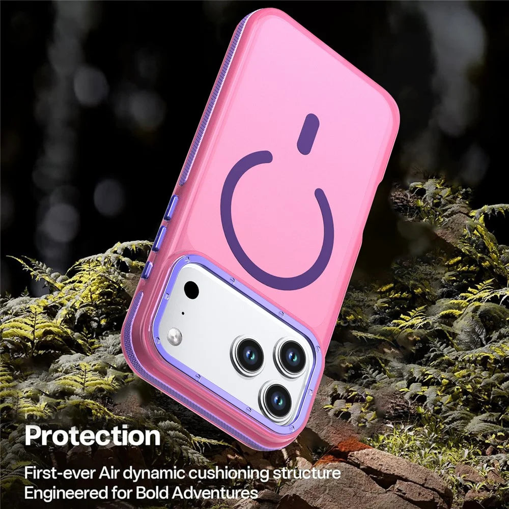 For iPhone 18 Pro / 17 Pro Magnetic Case Color Blocking PC + TPU Anti-Fingerprint Phone Cover - Pink - 4