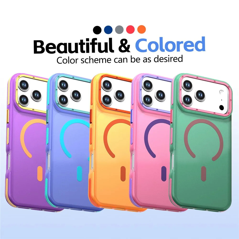 For iPhone 18 Pro / 17 Pro Magnetic Case Color Blocking PC + TPU Anti-Fingerprint Phone Cover - Pink - 6