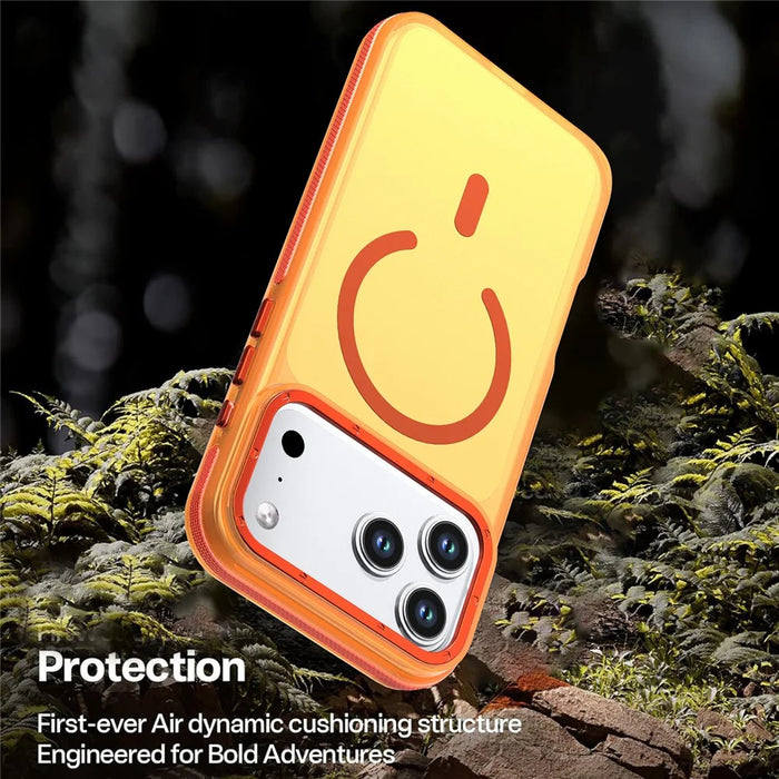 For iPhone 18 Pro Max / 17 Pro Max Magnetic Case Color Blocking PC + TPU Anti-Fingerprint Phone Cover - Orange - 4