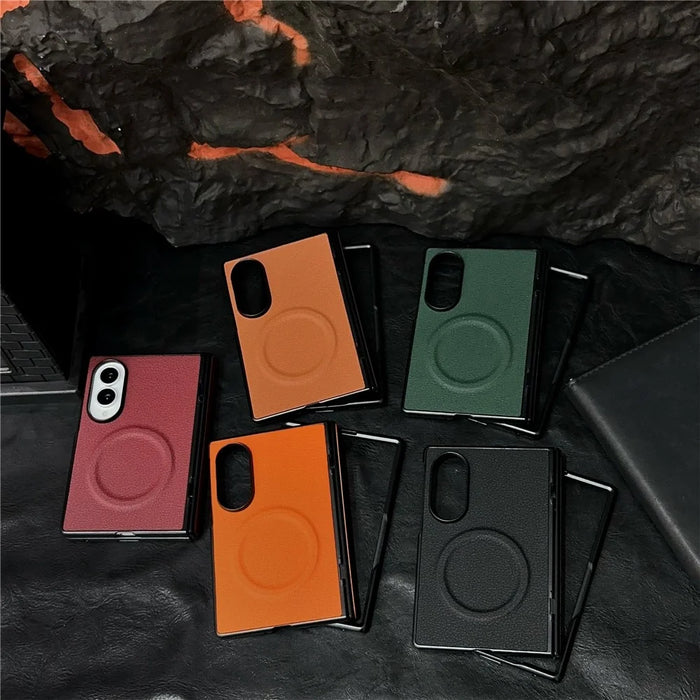 For Samsung Galaxy Z Fold8 Magnetic Case Lychee Grain Leather + PC Hinge Protection Phone Cover - Wine Red - 5