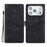 For iPhone 18 Pro  /  17 Pro Wallet Case Imprinted Ethnic Pattern Leather Phone Cover with Wrist Strap - Black - 1