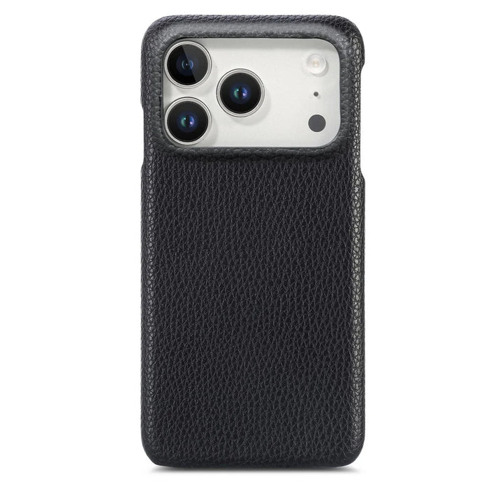 For iPhone 18 Pro Max / 17 Pro Max Case Litchi Texture Leather Coated PC Mobile Back Cover - Black - 2