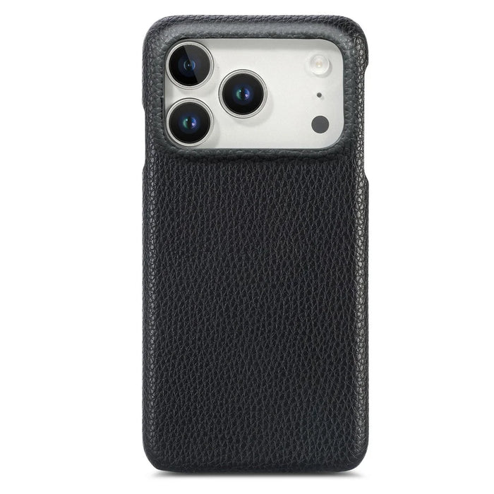 For iPhone 18 Pro / 17 Pro Case Litchi Texture Leather Coated PC Mobile Back Cover - Black - 2