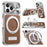 For iPhone 18 Pro / 17 Pro Magnetic Case Litchi Texture PU Leather+TPU+PC Phone Cover with Rotating Kickstand - Brown - 1