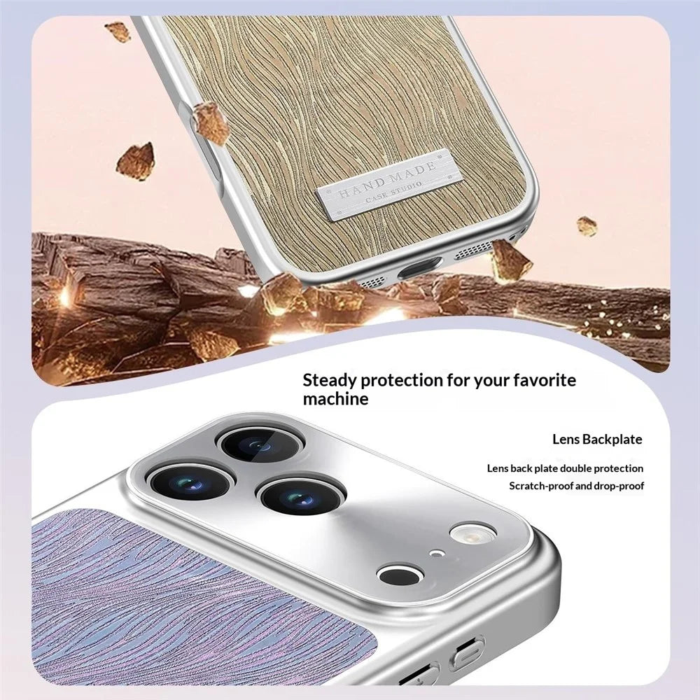 For iPhone 18 Pro Max / 17 Pro Max Magnetic Case Flowing Water Ripple TPU+PC Shockproof Phone Cover Compatible With Magsafe - Gold - 6