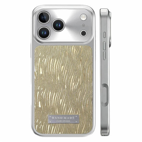 For iPhone 18 Pro / 17 Pro Magnetic Case Flowing Water Ripple TPU+PC Shockproof Phone Cover Compatible With Magsafe - Gold - 1