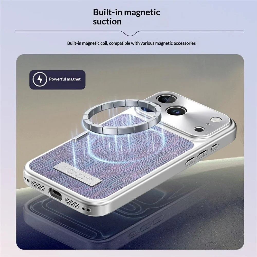 For iPhone 18 Pro / 17 Pro Magnetic Case Flowing Water Ripple TPU+PC Shockproof Phone Cover Compatible With Magsafe - Gold - 4