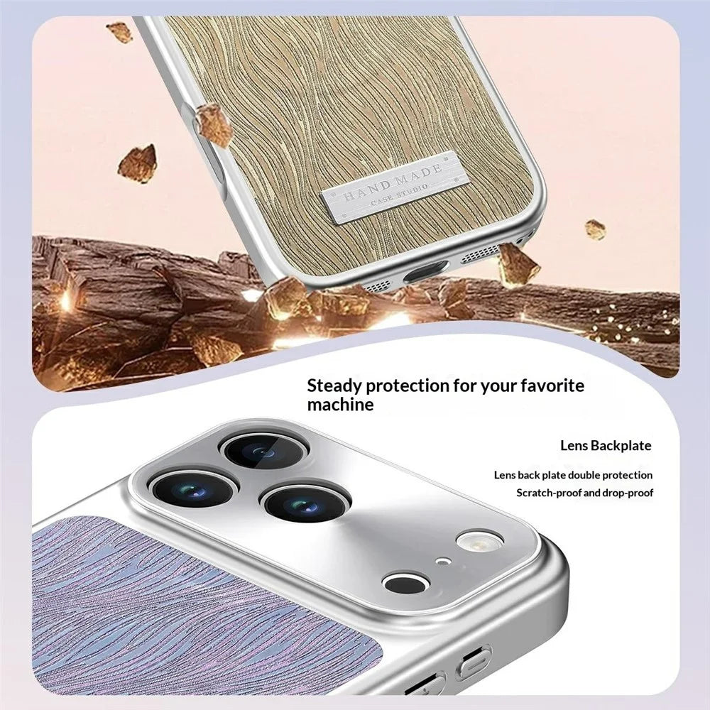 For iPhone 18 Pro / 17 Pro Magnetic Case Flowing Water Ripple TPU+PC Shockproof Phone Cover Compatible With Magsafe - Gold - 6