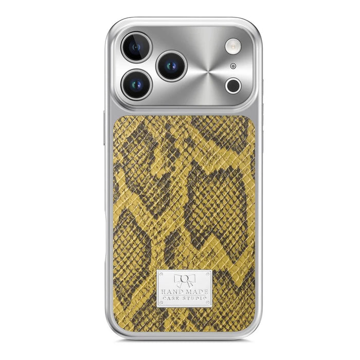 For iPhone 18 Pro Max / 17 Pro Max Magnetic Case Snake Pattern Anti-Scratch PU Leather + PC + TPU Phone Cover - Yellow - 3