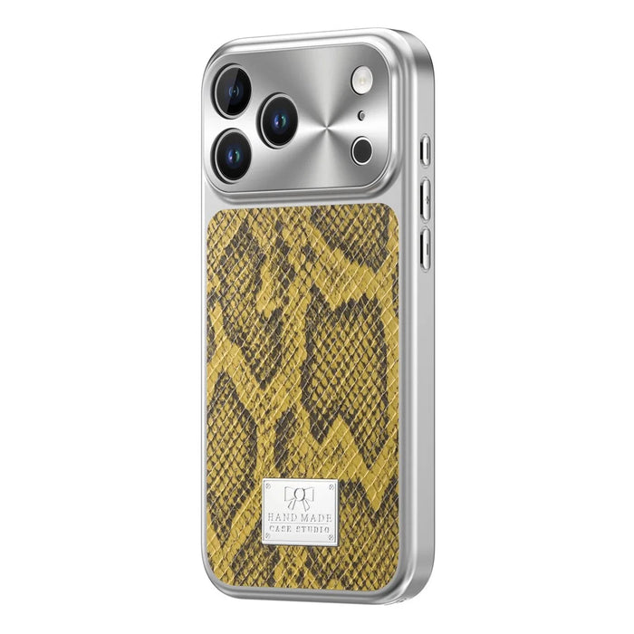 For iPhone 18 Pro Max / 17 Pro Max Magnetic Case Snake Pattern Anti-Scratch PU Leather + PC + TPU Phone Cover - Yellow - 4