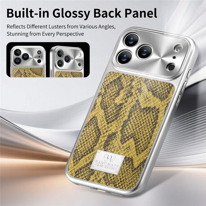 For iPhone 18 Pro Max / 17 Pro Max Magnetic Case Snake Pattern Anti-Scratch PU Leather + PC + TPU Phone Cover - Yellow - 6