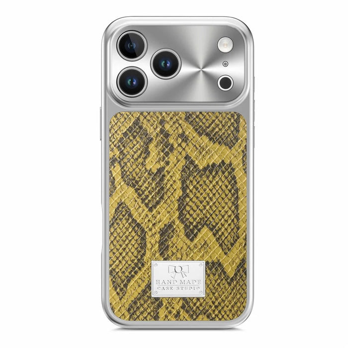 For iPhone 18 Pro / 17 Pro Magnetic Case Snake Pattern Anti-Scratch PU Leather + PC + TPU Phone Cover - Yellow - 3