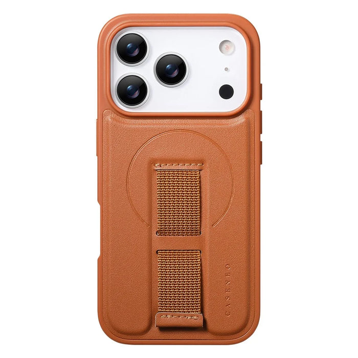 CASENEO For iPhone 18 Pro Max / 17 Pro Max Magnetic Case Wristband PU Leather + PC Shockproof Phone Cover - Brown - 3