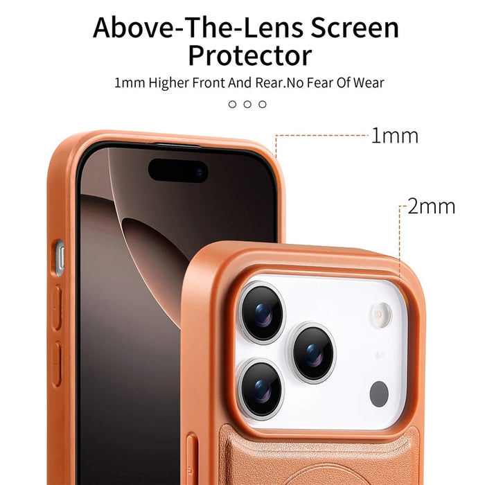 CASENEO For iPhone 18 Pro Max / 17 Pro Max Magnetic Case Wristband PU Leather + PC Shockproof Phone Cover - Brown - 5