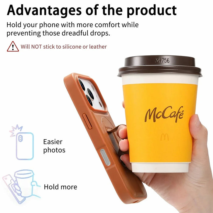 CASENEO For iPhone 18 Pro / 17 Pro Magnetic Case Wristband PU Leather + PC Shockproof Phone Cover - Brown - 6