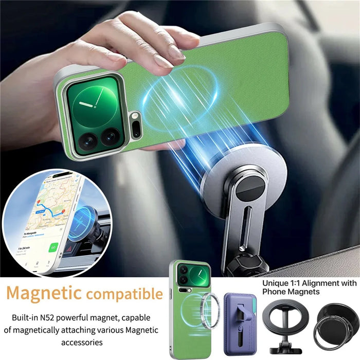 For iPhone 18 Pro / 17 Pro Magnetic Case Fine Grid Texture Leather + PC + TPU Phone Cover - Green - 5