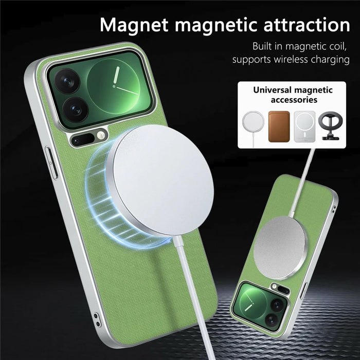 For iPhone 18 Pro / 17 Pro Magnetic Case Fine Grid Texture Leather + PC + TPU Phone Cover - Green - 6