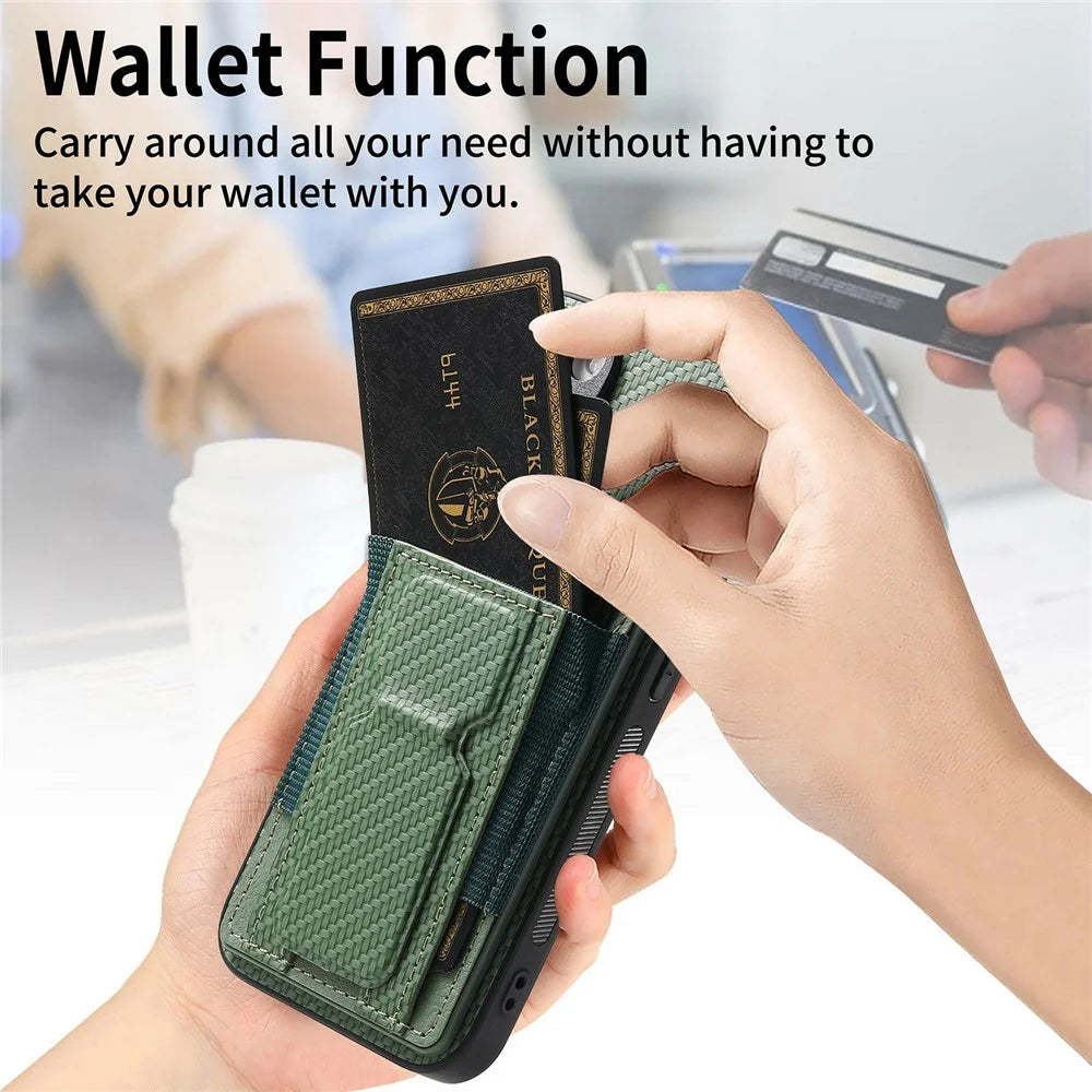For iPhone 18 Pro Max / 17 Pro Max Case with Card Holder Kickstand Fiber Pattern Leather Back Cover - Blue - 6
