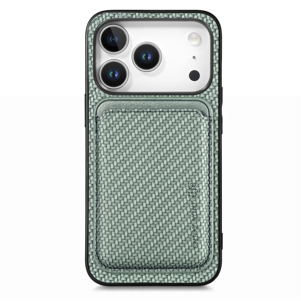 For iPhone 18 Pro Max / 17 Pro Max Magnetic Case Detachable Card Holder Phone Back Cover - Green - 1