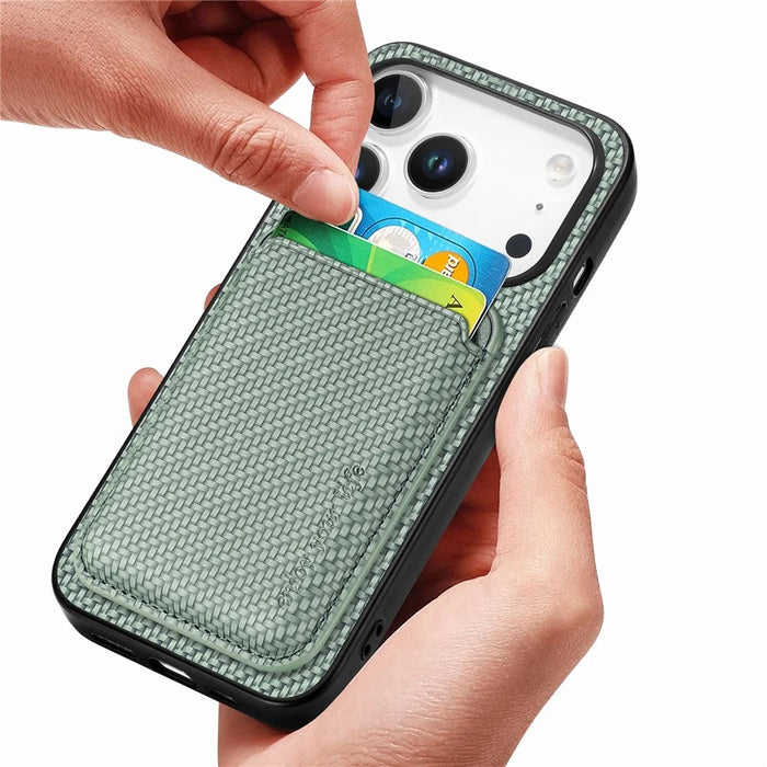 For iPhone 18 Pro Max / 17 Pro Max Magnetic Case Detachable Card Holder Phone Back Cover - Green - 3