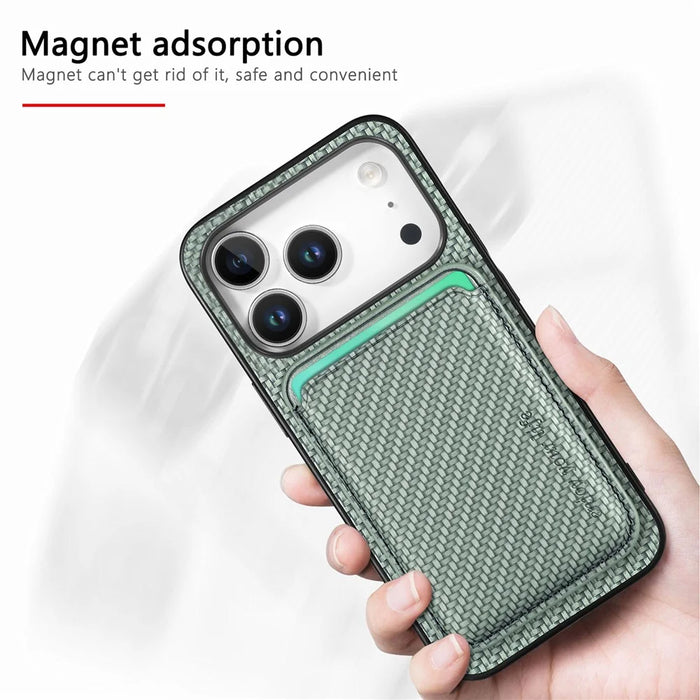For iPhone 18 Pro Max / 17 Pro Max Magnetic Case Detachable Card Holder Phone Back Cover - Green - 4