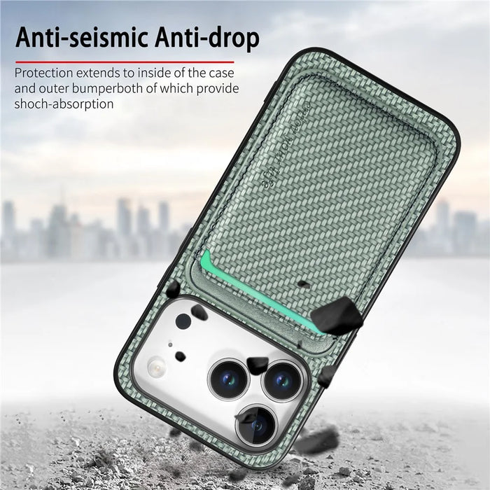For iPhone 18 Pro Max / 17 Pro Max Magnetic Case Detachable Card Holder Phone Back Cover - Green - 5
