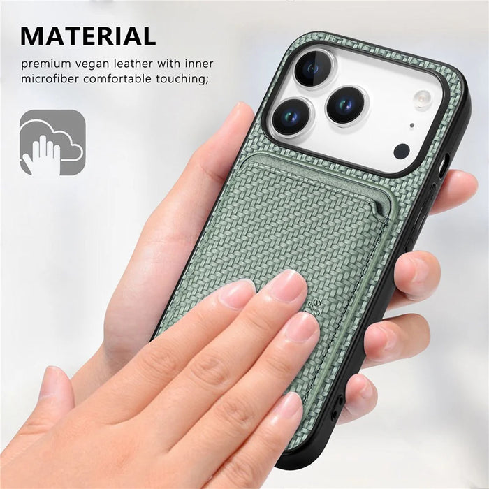 For iPhone 18 Pro Max / 17 Pro Max Magnetic Case Detachable Card Holder Phone Back Cover - Green - 7