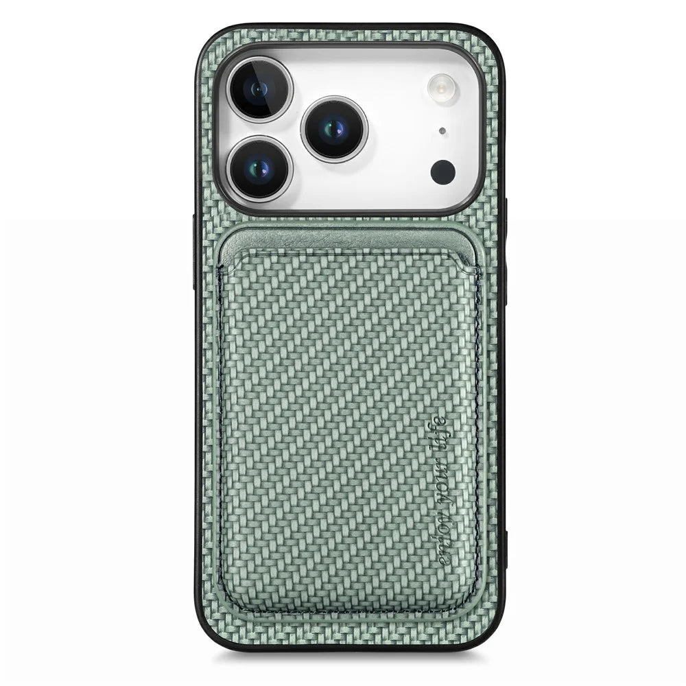 For iPhone 18 Pro / 17 Pro Magnetic Case Detachable Card Holder Phone Back Cover - Green - 1