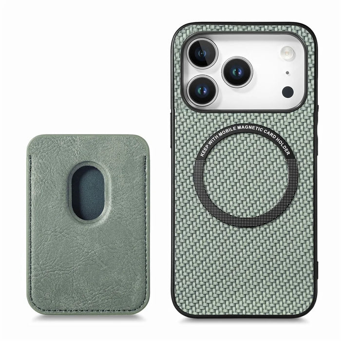 For iPhone 18 Pro / 17 Pro Magnetic Case Detachable Card Holder Phone Back Cover - Green - 2