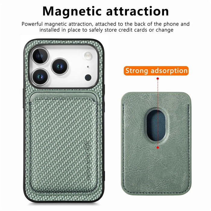 For iPhone 18 Pro / 17 Pro Magnetic Case Detachable Card Holder Phone Back Cover - Green - 5