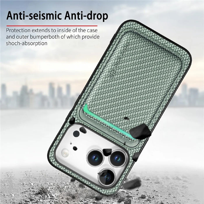 For iPhone 18 Pro / 17 Pro Magnetic Case Detachable Card Holder Phone Back Cover - Green - 7