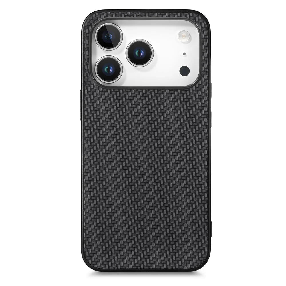 For iPhone 18 Pro Max / 17 Pro Max Case Carbon Fiber Texture PU Leather + PC + TPU Phone Cover - Black - 2