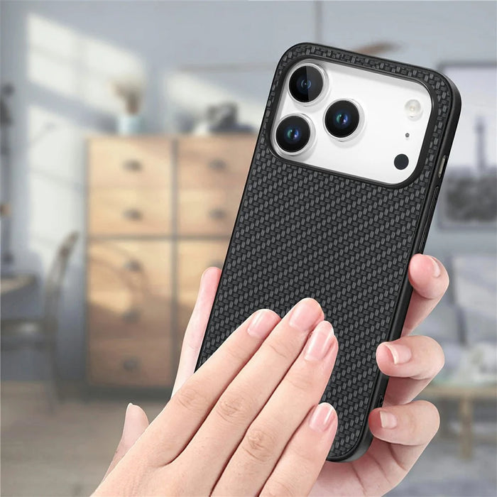 For iPhone 18 Pro / 17 Pro Case Carbon Fiber Texture PU Leather + PC + TPU Phone Cover - Black - 6
