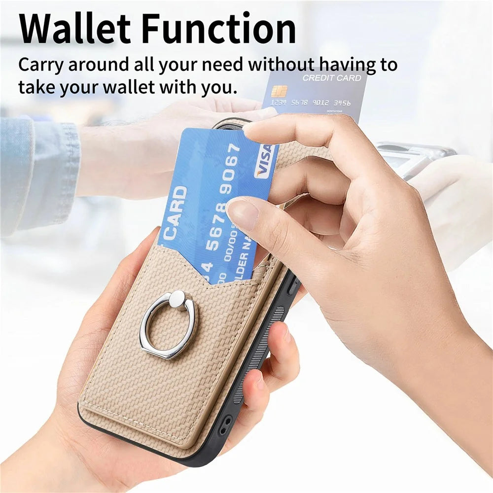 For iPhone 18 Pro Max / 17 Pro Max Case PU Leather Coated PC+TPU Phone Cover with Ring Holder Card Slots - Black - 7