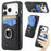 For iPhone 18 Pro / 17 Pro Case PU Leather Coated PC+TPU Phone Cover with Ring Holder Card Slots - Black - 1
