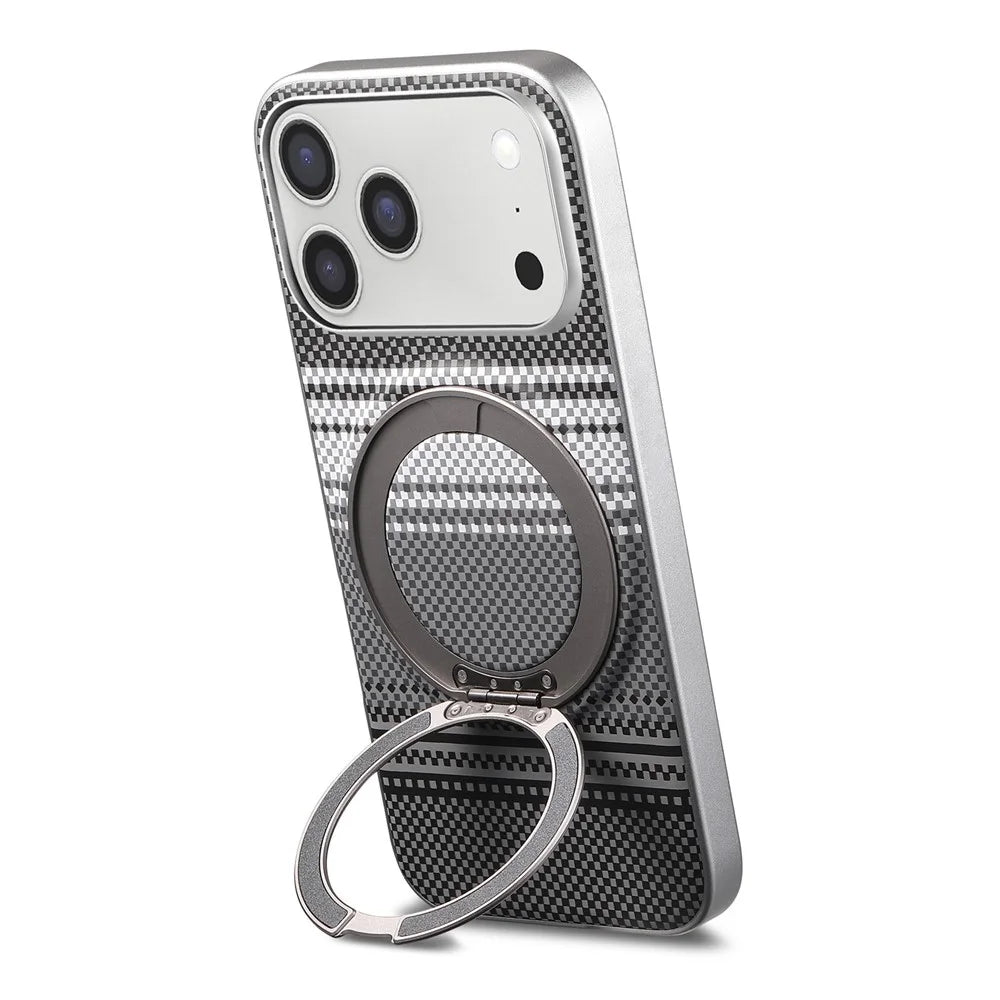 For iPhone 18 Pro Max / 17 Pro Max Case Magnetic Kickstand PU Leather + PC + TPU Gradient Phone Cover - Black - 3