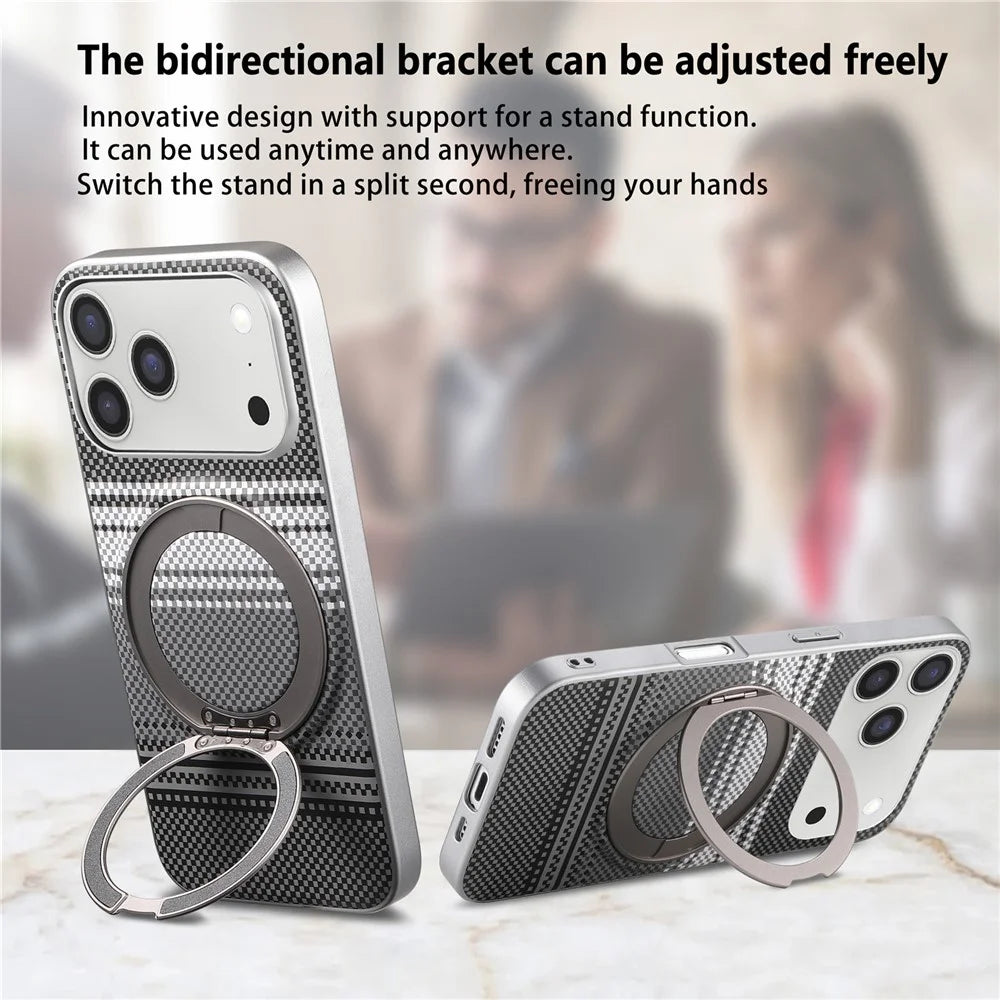 For iPhone 18 Pro Max / 17 Pro Max Case Magnetic Kickstand PU Leather + PC + TPU Gradient Phone Cover - Black - 7