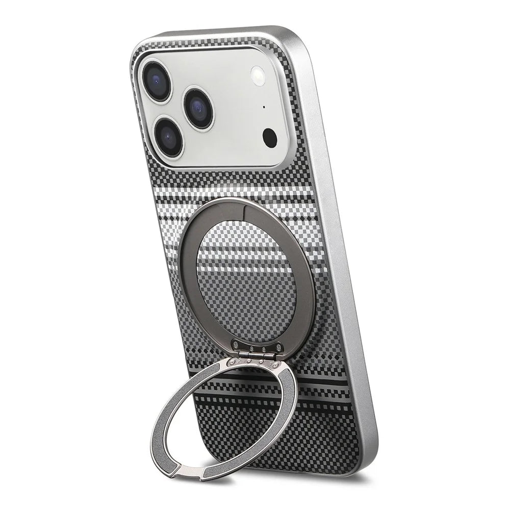For iPhone 18 Pro / 17 Pro Case Magnetic Kickstand PU Leather + PC + TPU Gradient Phone Cover - Black - 3