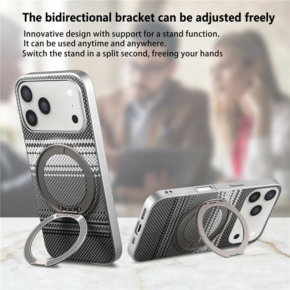 For iPhone 18 Pro / 17 Pro Case Magnetic Kickstand PU Leather + PC + TPU Gradient Phone Cover - Black - 7