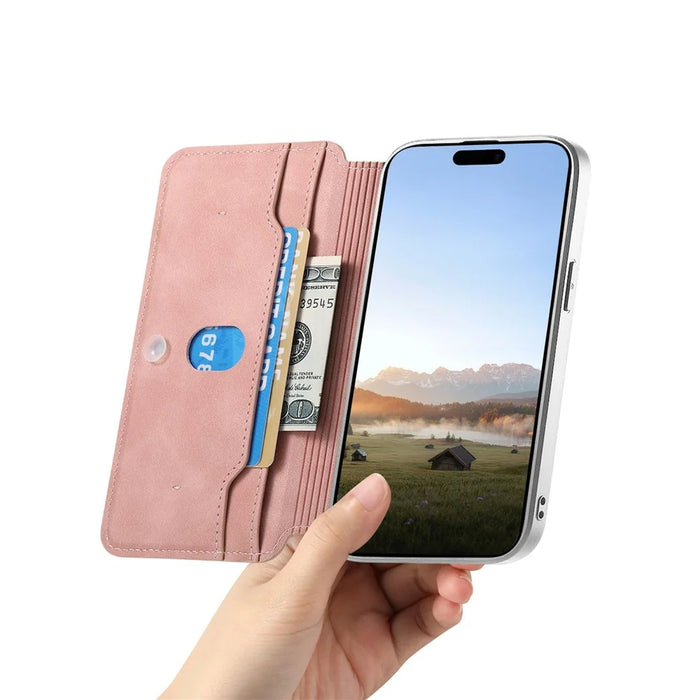 For Samsung Galaxy A07 4G Magnetic Case Detachable 2 in 1 Flip Wallet Leather Phone Cover with Suction Cup - Pink - 2