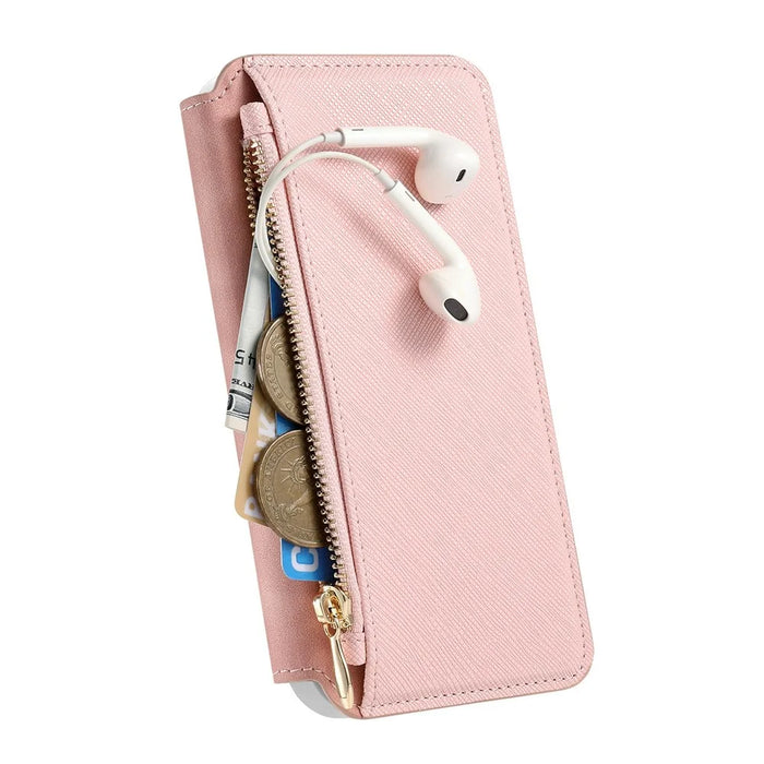 For Samsung Galaxy A07 4G Magnetic Case Detachable 2 in 1 Flip Wallet Leather Phone Cover with Suction Cup - Pink - 4