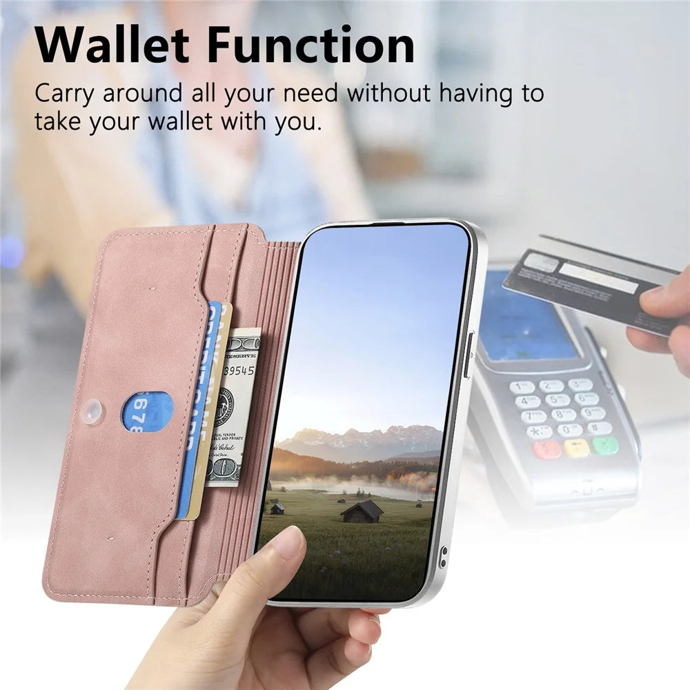 For Samsung Galaxy A37 5G Magnetic Case Detachable 2 in 1 Flip Wallet Leather Phone Cover with Suction Cup - Pink - 7