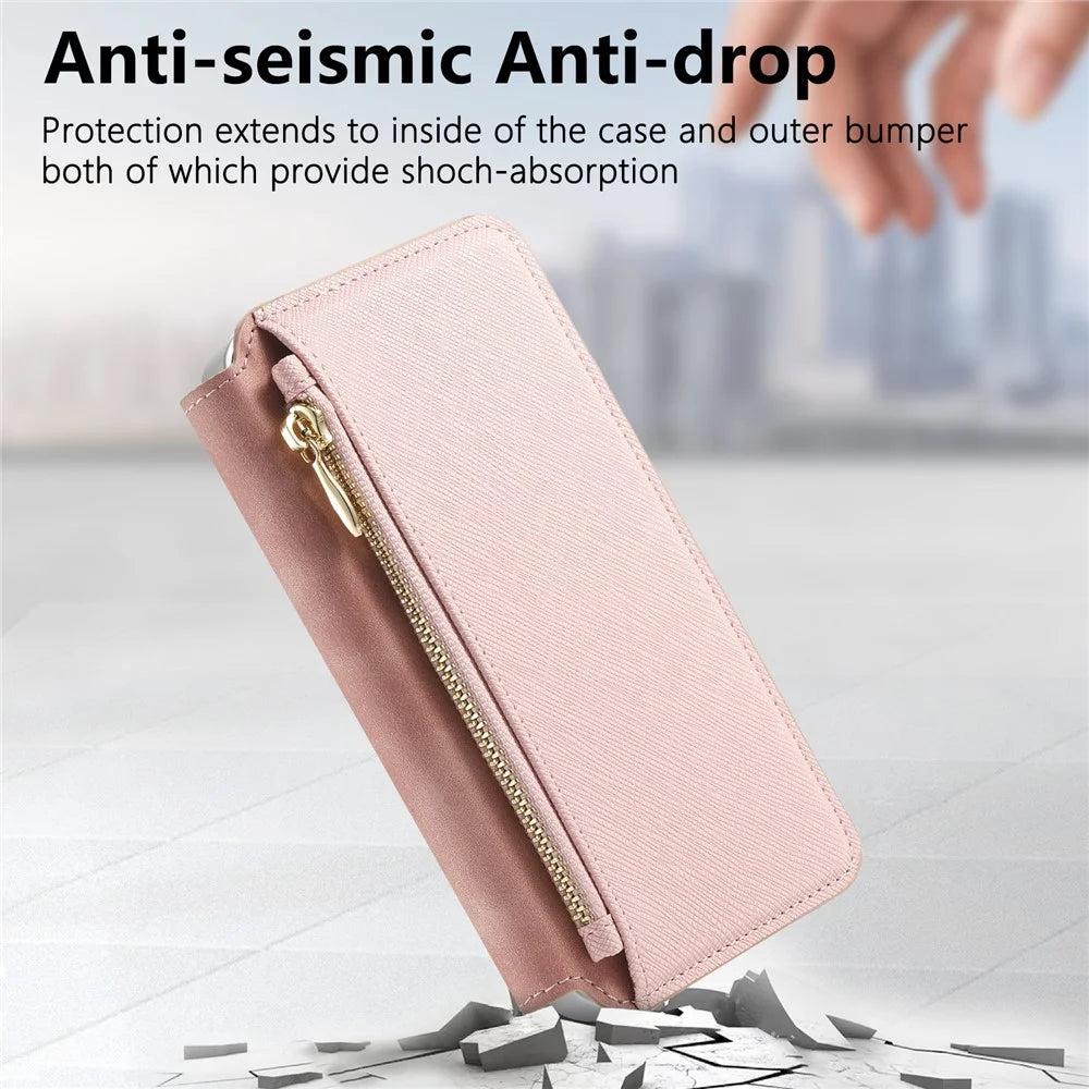 For OnePlus 15 5G Magnetic Case Detachable 2 in 1 Flip Wallet Leather Phone Cover with Suction Cup - Pink - 6
