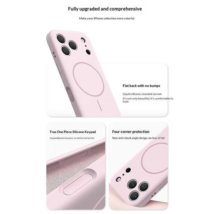 For iPhone 18 Pro Max / 17 Pro Max Magnetic Phone Case Liquid Silicone PC Protective Back Cover Compatible with MagSafe - Cherry - 2