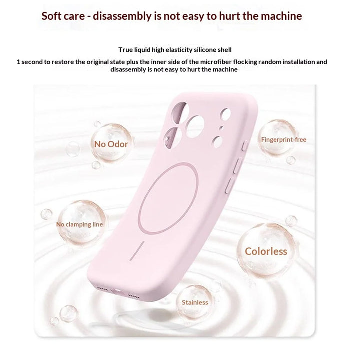 For iPhone 18 Pro Max / 17 Pro Max Magnetic Phone Case Liquid Silicone PC Protective Back Cover Compatible with MagSafe - Cherry - 6