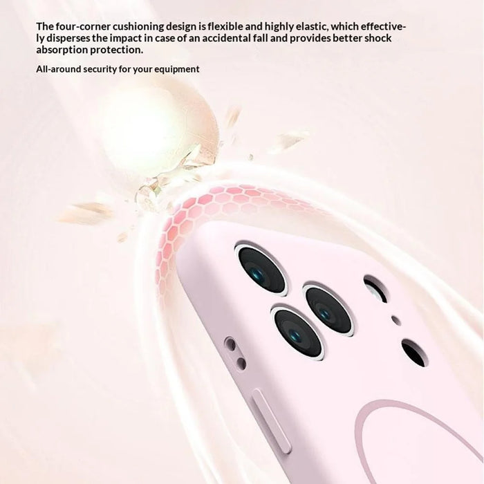For iPhone 18 Pro Max / 17 Pro Max Magnetic Phone Case Liquid Silicone PC Protective Back Cover Compatible with MagSafe - Cherry - 7
