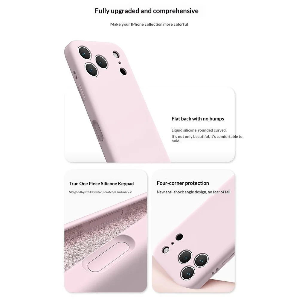 For iPhone 18 Pro Max / 17 Pro Max Liquid Silicone Case Ultra Thin Skin Touch Shockproof Protection Phone Cover - Cherry - 2