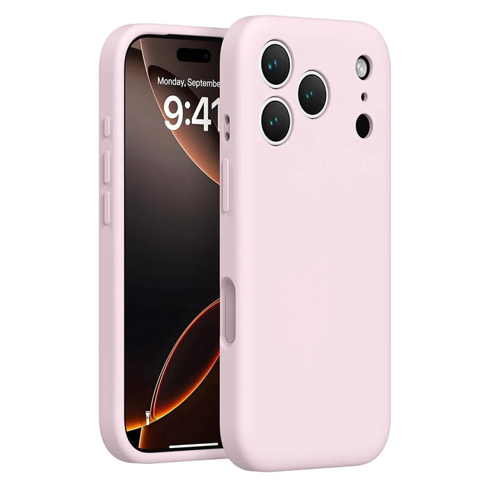 For iPhone 18 Pro / 17 Pro Liquid Silicone Case Ultra Thin Skin Touch Shockproof Protection Phone Cover - Cherry - 1
