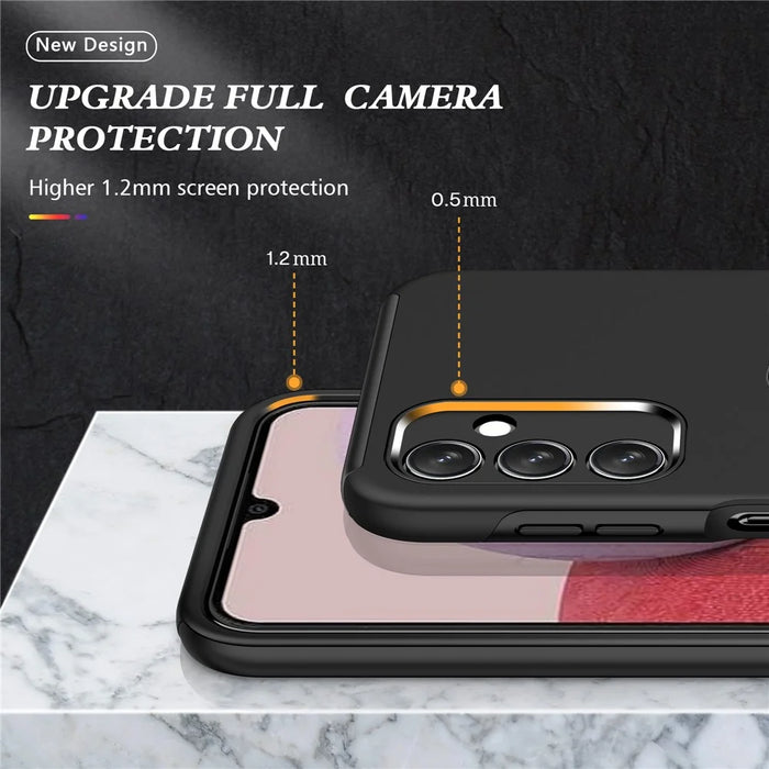 For Samsung Galaxy A14 5G / A14 4G Rotation Ring Kickstand Case Hard PC+Soft TPU Dual Layer Protection Phone Cover - Black - 6
