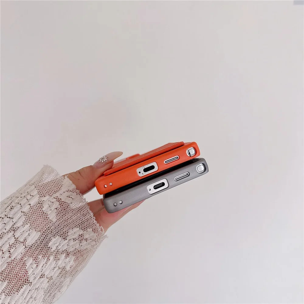 For Samsung Galaxy S25 Ultra Case with Card Slot Metal Paint Litchi Texture Leather Coated PC + TPU Phone Cover - Matte Grey - 7